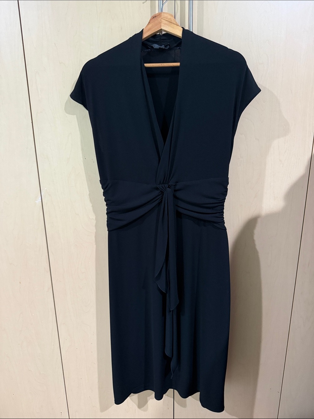 BCBGMaxAzria Black Knot-Front Midi Dress